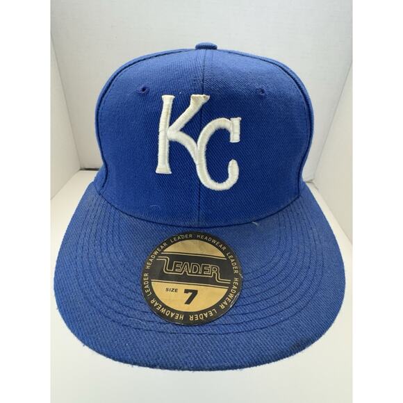 Kansas City Royals KC MLB Blue Hat Cap Fitted Size 7‎ Vintage Leader Headwear - Picture 1 of 7
